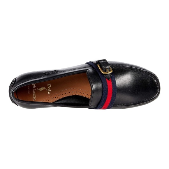 Polo Ralph Lauren Black Riali Driver Loafer Smooth Leather Size 10.New - Picture 6 of 8